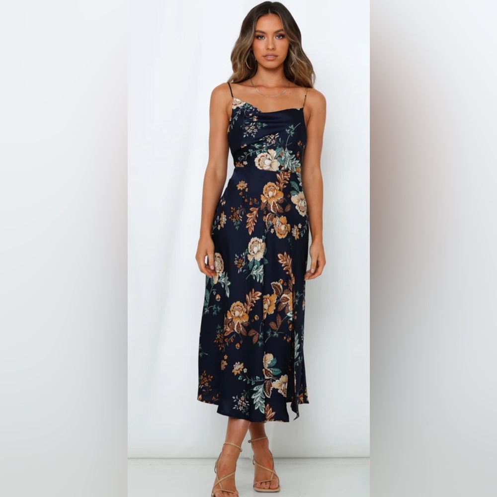 Hello Molly Floral Navy Midi Dress - Size S